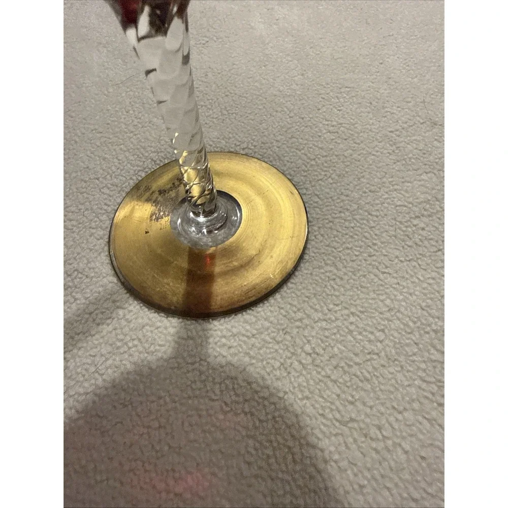 Vintage Ruby Red Bohemian Glass Footed Bud Vase With Beads